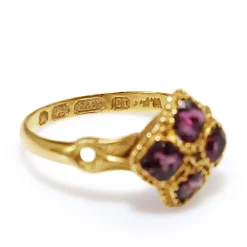 15ct Yellow Gold Antique Rhodolite Garnet Ring