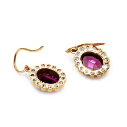 9ct Yellow Gold Antique Rhodolite Garnet and Diamond Earrings