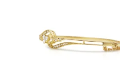 18ct Yellow Gold Antique Rose Cut Diamond Bangle