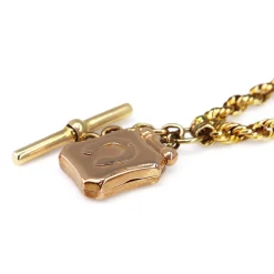 9ct Yellow Gold Antique Rope Chain Necklace with Locket and Fob