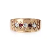 15ct Yellow Gold Antique Ruby and Old Cut Diamond Band Ring