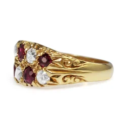 18ct Yellow Gold Antique Ruby and Diamond Ring