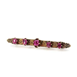 15ct Yellow Gold Antique Ruby Bar Brooch