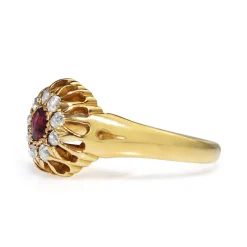 18ct Yellow Gold Antique Ruby and Old Cut Diamond Ring
