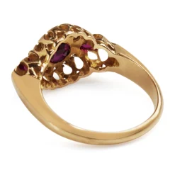 18ct Yellow Gold Antique Ruby and Single Cut Diamond Ring