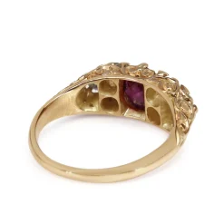 18ct Yellow Gold Antique Ruby and Old Cut Diamond Victorian Ring