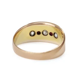 15ct Yellow Gold Antique Ruby and Old Cut Diamond Band Ring