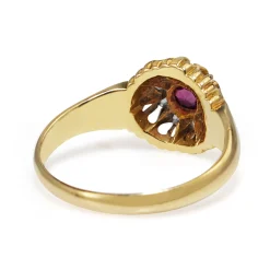 18ct Yellow Gold Antique Ruby and Old Cut Diamond Ring