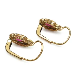 18ct Yellow Gold Antique Ruby and Diamond Drop Earrings