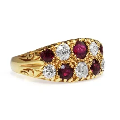 18ct Yellow Gold Antique Ruby and Diamond Ring