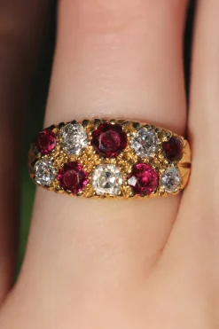 18ct Yellow Gold Antique Ruby and Diamond Ring