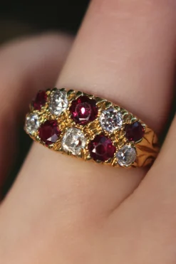 18ct Yellow Gold Antique Ruby and Diamond Ring