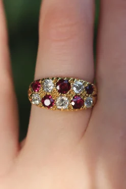 18ct Yellow Gold Antique Ruby and Diamond Ring