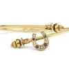 9ct Yellow Gold Antique Sapphire and Pearl Horse Shoe Bangle