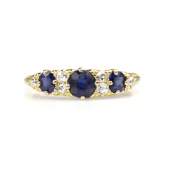 18ct Yellow Gold Antique Sapphire and Diamond Ring