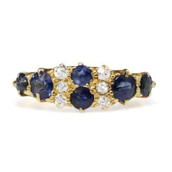 18ct Yellow Gold Antique Sapphire and Old Cut Diamond Ring