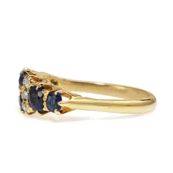18ct Yellow Gold Antique Sapphire and Old Cut Diamond Ring