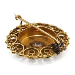15ct Yellow Gold Antique Sapphire and Old Cut Diamond Brooch