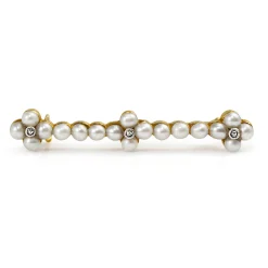 18ct Yellow Gold Antique Seed Pearl and Rose Cut Diamond Brooch