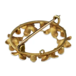 15ct Yellow Gold Antique Seed Pearl Floral Wreath Brooch