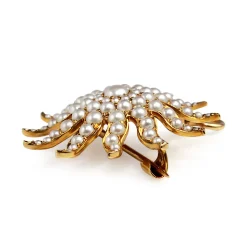 15ct Yellow Gold Antique Seed Pearl Star Burst Brooch / Pendant