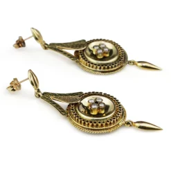 14ct Yellow Gold Antique Seed Pearl Drop Earrings