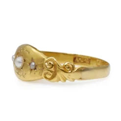 18ct Yellow Gold Antique Seed Peal Ring
