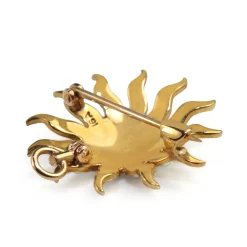 15ct Yellow Gold Antique Seed Pearl Star Burst Brooch / Pendant