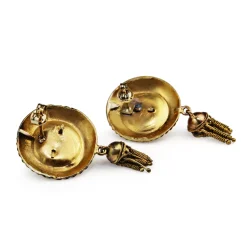 14ct Yellow Gold Antique Seed Pearl and Tassel Drop Earrings