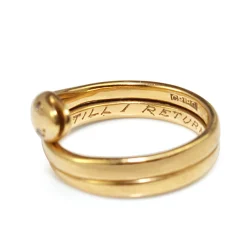 18ct Yellow Gold Antique Snake Ring With Rose Cut Diamond Eyes