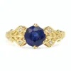 18ct Yellow Gold Antique Style Sapphire and Diamond Ring