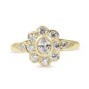 18ct Yellow Gold Antique Style Diamond Daisy Cluster Ring
