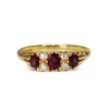 18ct Yellow Gold Antique Style Ruby and Diamond 3 Stone Old Cut Diamond Ring