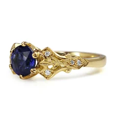 18ct Yellow Gold Antique Style Sapphire and Diamond Ring