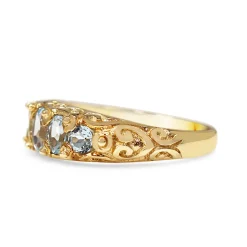9ct Yellow Gold Antique Style Topaz 5 Stone Ring