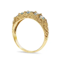 9ct Yellow Gold Antique Style Topaz 5 Stone Ring