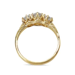 18ct Yellow Gold Antique Style 3 Stone Diamond Ring