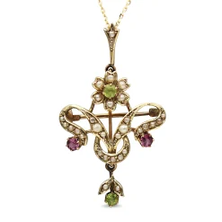 9ct Yellow Gold Antique Suffragette Necklace / Brooch