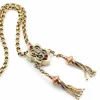 15ct Yellow Gold Antique Tassel Necklace with Paste Stones