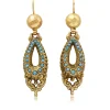 9ct Yellow Gold Antique Turquoise Earrings
