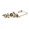15ct Yellow Gold Antique Turquoise and Pearl 'Forget Me Not' Brooch