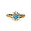 18ct Yellow Gold Antique Turquoise and Old Cut Diamond Ring