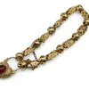 9ct Yellow Gold Antique Victorian Fancy Link Bracelet with Garnet