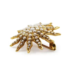 14ct Yellow Gold Antique Victorian Pearl Brooch