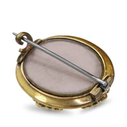 9ct Yellow Gold Antique Victorian Mourning Brooch with Enamel and Seed Pearl