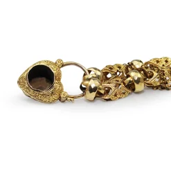 9ct Yellow Gold Antique Victorian Fancy Link Bracelet with Garnet