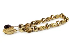 9ct Yellow Gold Antique Victorian Fancy Link Bracelet with Garnet