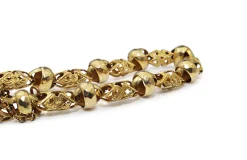 9ct Yellow Gold Antique Victorian Fancy Link Bracelet with Garnet
