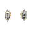 18ct Yellow Gold Aquamarine and Diamond Stud Earrings