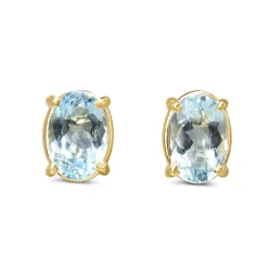 14ct Yellow Gold Aquamarine Stud Earrings